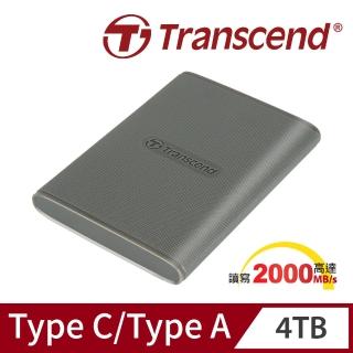 【Transcend 創見】ESD360C 4TB USB3.2/Type C 雙介面行動固態硬碟-古典灰(TS4TESD360C)