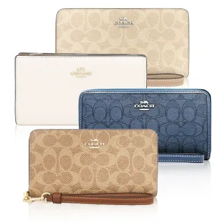 【COACH】母親節 送禮 經典LOGO多卡拉鍊/扣式長夾 手機袋(多款可選)