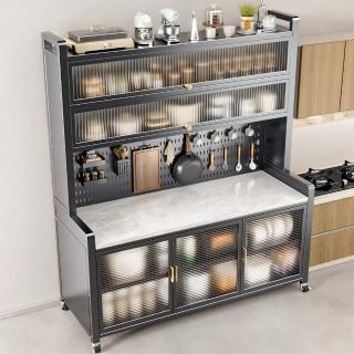 【靚白家居】巖板檯面六層電器架 120公分 S521(餐櫃 餐廚櫃 電器櫃 置物架 廚房電器架 中島)