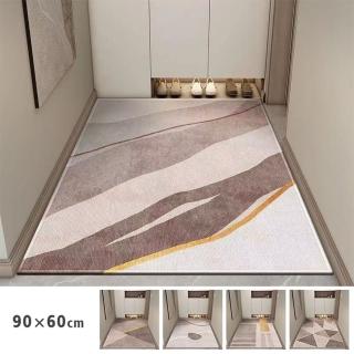 【聚時柚】高質感玄關止滑落塵90*60cm刮泥吸水腳踏地毯(比利時絲圈絨印花TPR地墊)