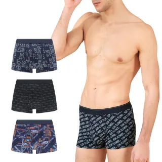 【Sun Flower三花】3件組彈性時尚平口褲(四角褲 男內褲 隨機花色)