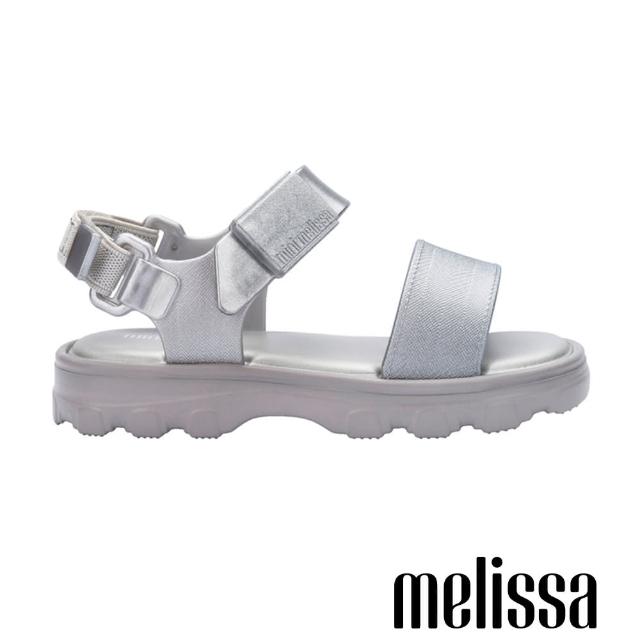 【Melissa】LOGO扣飾厚底涼鞋-幼童(銀色)