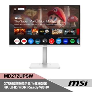 【MSI 微星】Modern MD272UPSW 27型 智慧型顯示器(4K UHD/HDMI+DP+Type C/IPS/智慧顯示器/HDR Ready)