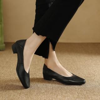 【WYPEX】現貨+預購 極軟真皮低跟鞋女鞋 圓頭通勤上班鞋 娃娃鞋(3色)