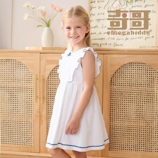 【奇哥】比得兔 女童裝 夏日比得可愛荷葉袖純棉無袖洋裝(2-4歲)