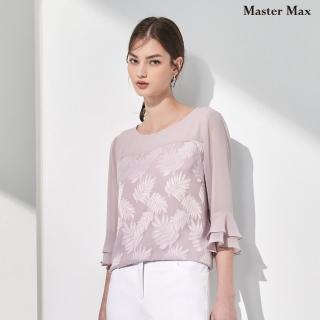 【Master Max】典雅緹花布雙層荷葉袖雪紡上衣(8317014)