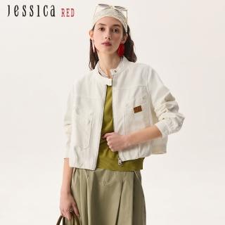 【Jessica Red】休閒牛仔棉質拉鏈短外套R52003（白）