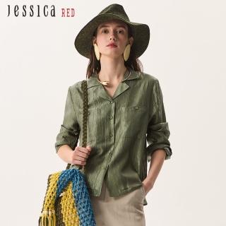 【Jessica Red】通勤緞面肌理感長袖襯衫R52307