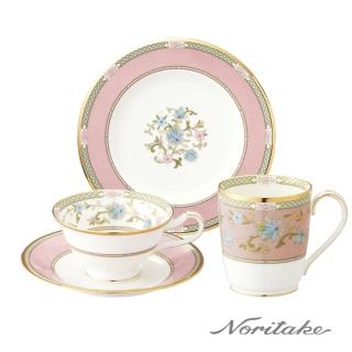 【NORITAKE】優雅風範花卉系列-骨瓷單人下午茶組(獨家禮盒組+提帶)