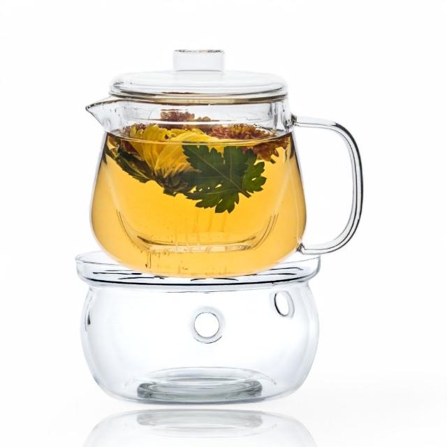 【美味好伙伴】耐熱玻璃壺 500ml + 溫茶座(花茶壺 茶壺 泡茶壺 暖茶座 茶具)