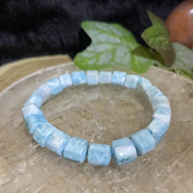 【Cozy 世界水晶原礦與茶】拉利馬海紋石切面珠 8mm+ 33-7(淨化各個脈輪的負能量)