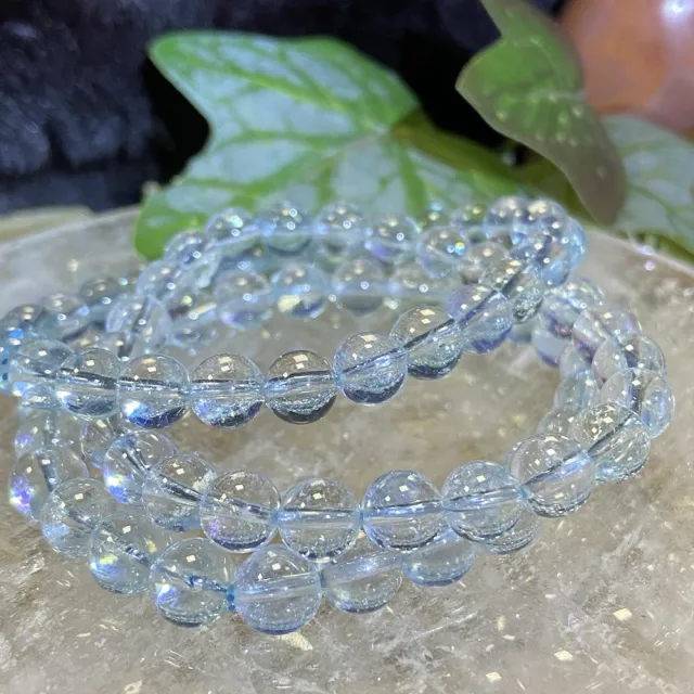 【Cozy 世界水晶原礦與茶】精品螢光海藍寶 8.2mm+ 33-4(提升勇氣 增加自信心)