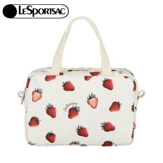 【Lesportsac】草莓田園風輕便小手提包 便當袋 送禮 禮物(莓果輕舞)