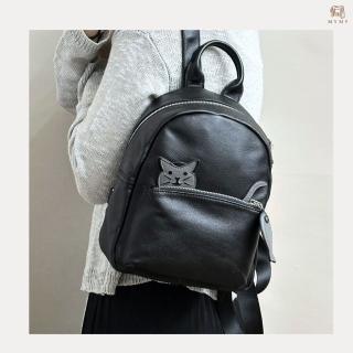 【MYMY】618 個性時尚 動物裝飾牛皮後揹包 經典黑(真皮包包 牛皮/真皮/後揹包/大容量)