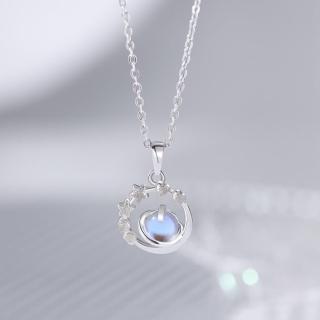 【Porabella】925純銀項鍊 冥王星球項鍊 月光石項鍊 小眾ins 氣質百搭飾品 精緻鎖骨鏈Necklace