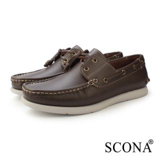 【SCONA 蘇格南】全真皮 輕量經典帆船鞋(咖啡色 1297-2)