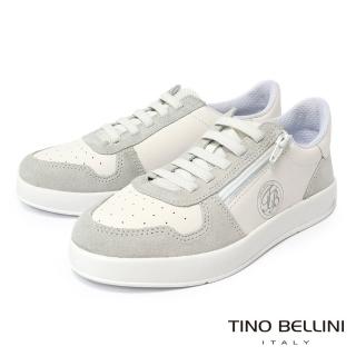 【TINO BELLINI 貝里尼】厚底休閒透氣拉鍊設計休閒鞋LB0T026-0(白灰)