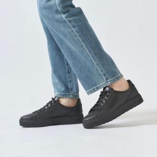 【LAZY SHOES】秒穿鞋 懶人鞋 休閒鞋 板鞋 牛皮鞋 女鞋 全黑 CELEBERTY(經典牛皮板鞋)