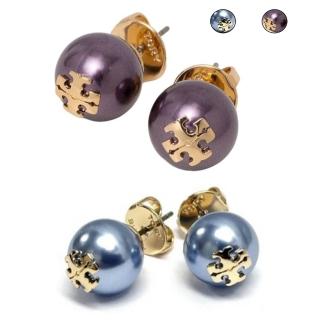 【TORY BURCH】tory burch 小香風珍珠針式耳環送禮組 兩色可選 珠光藍 ／珠光黑(送禮)