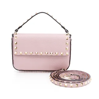 【Valentino Rudy 范倫鐵諾.路迪】Rockstud小牛皮手拿/肩背包(粉)