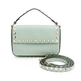 【Valentino Rudy 范倫鐵諾.路迪】Rockstud小牛皮手拿/肩背包(淺綠)