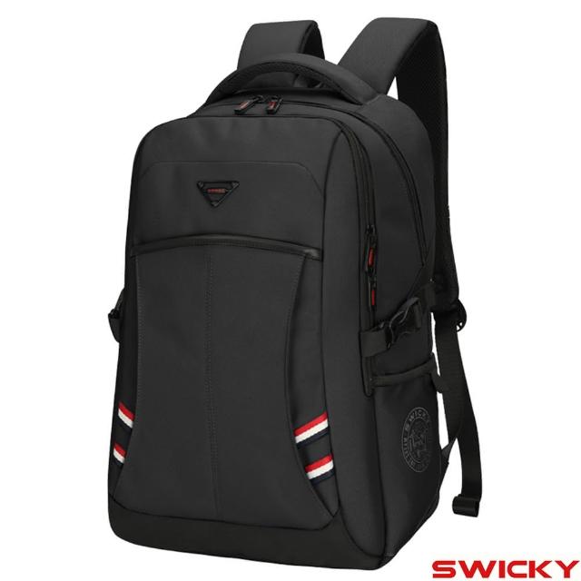 【SWICKY】母親節禮物 經典大容量後背包/旅遊背包/辦公包(黑)