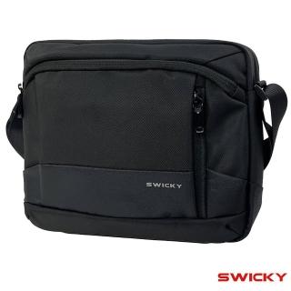 【SWICKY】橫式款潮流防潑水側揹包/收納包/男包(黑)