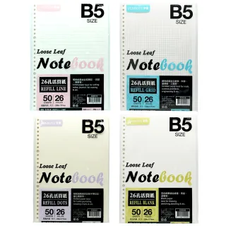 【PENROTE 筆樂】B5-26孔活頁紙(活頁筆記本、26孔、B5、學生用品、辦公用品)