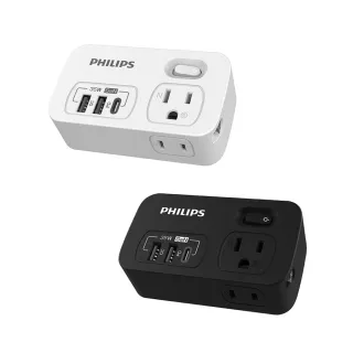 【Philips 飛利浦】一開二 35W 2A+1C PD+QC3.0多功能壁插轉接器 CHP8023-2色可選(附加USB充電座)