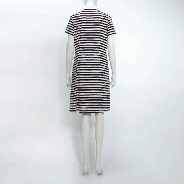 【ILEY 伊蕾】水手條紋POLO領縲縈洋裝(白；M-2L；1252027713)