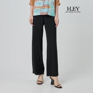 【ILEY 伊蕾】簡約褲頭蕾絲小直筒褲(黑；M-2L；1251076404)