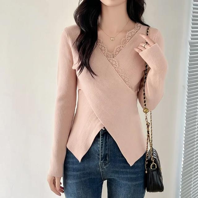 【MYDRESS】法式氣質蕾絲V領上衣