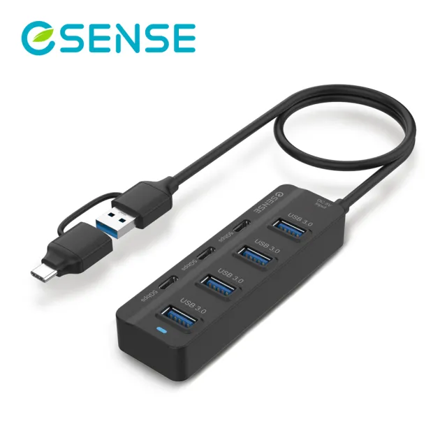 【ESENSE 逸盛】4A+3C 7 Port USB3.0集線器743