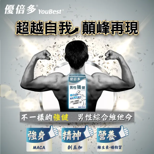【YouBest 優倍多】A+男性強健複方軟膠囊(60粒/盒-瑪卡.南瓜籽油.刺五加.專利茯苓三萜 男性保健)