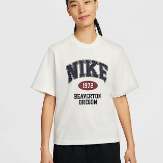 【NIKE 耐吉】短袖上衣 休閒上衣 T恤 女 AS W NSW SS BOXY RETRO TEE GCE 米白色(IH0825133)