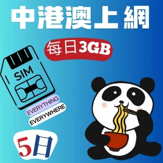 【EU CARE 歐台絲路】中港澳上網卡5日｜每日高速3GB不限量不斷網(中港澳上網卡)