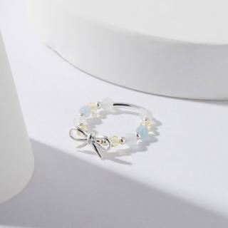 【SPANCONNY 飾品控】浪漫少女 l 黃水晶 月光石 海藍寶 S925純銀 l 蝴蝶結水晶戒指(招財+守護愛情)