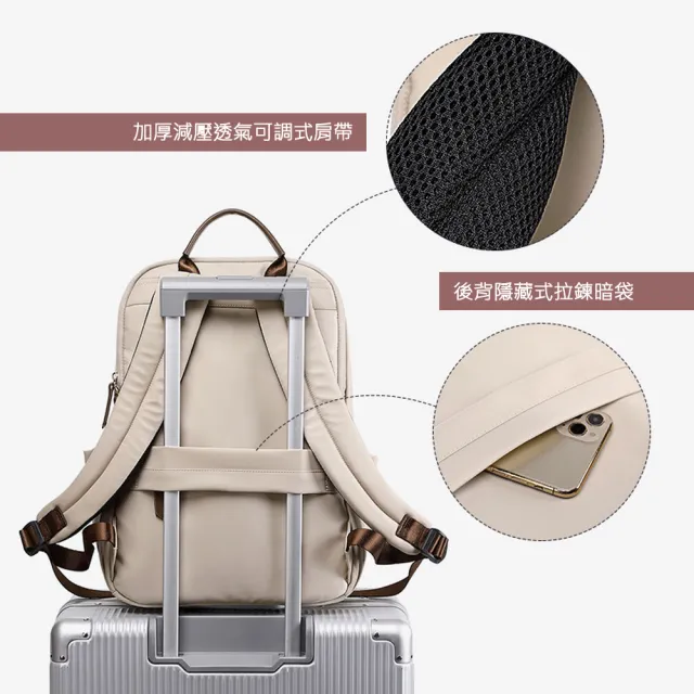 【MoodRiver】中款 氣質通勤 後背包 優雅 筆電背包 旅行背包 女包 書包 電腦包 背包(防潑水 加 