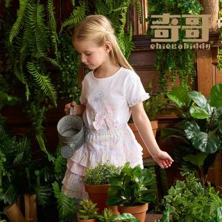 【奇哥】比得兔 女童裝 輕快比得蝴蝶結短袖上衣/T恤-吸濕排汗+抗UV(6-8歲 防曬)