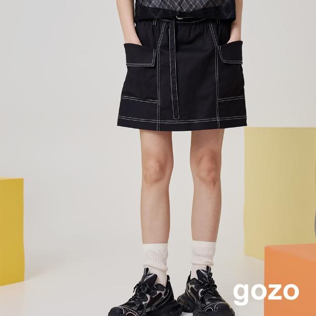 【gozo】反摺大口袋不走光工裝短褲裙(兩色)