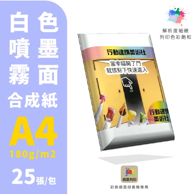 【CLEAN 克林】白色噴墨霧面合成紙180磅 A4 每包25張(防水紙 撕不破 列印紙 PP紙 美術紙 紙雕 紙燈籠)