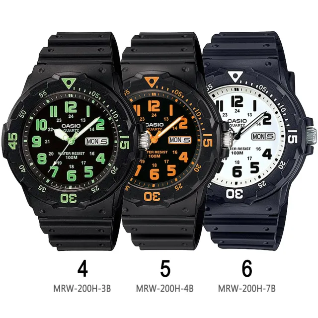 【CASIO 卡西歐】潛水風格輕巧運動手錶-11款可選 情人節 送禮(MRW-200H系列)