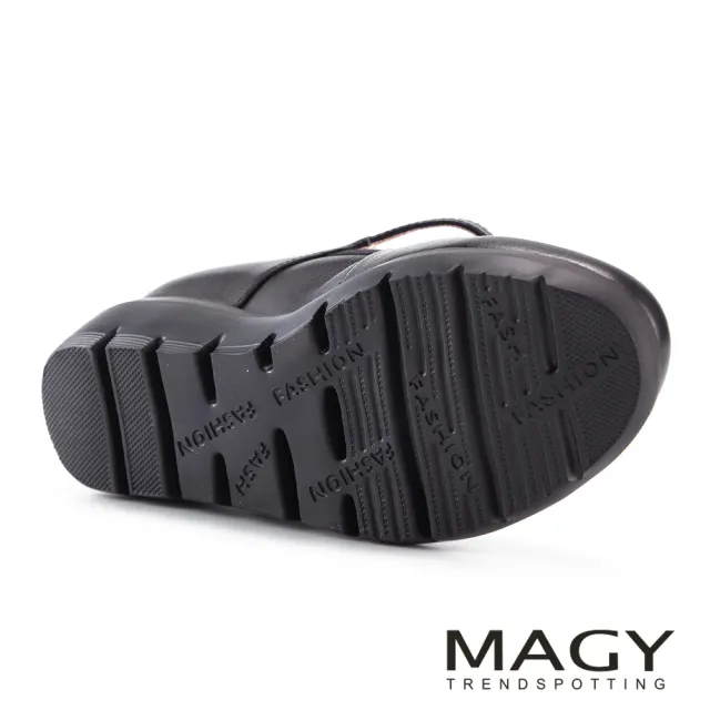 【MAGY】牛皮圓頭瑪莉珍厚底舒適休閒鞋(黑色)