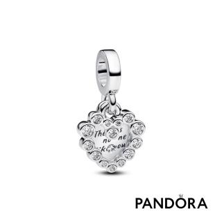 【Pandora 官方直營】母親節送禮 璀璨之心雙墜吊飾