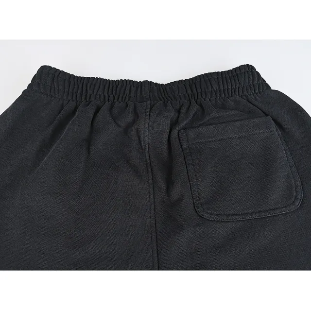 【Maison Kitsune】MAISON KITSUNE內裡布標黑字LOGO純棉束帶休閒運動長褲(女款/黑)