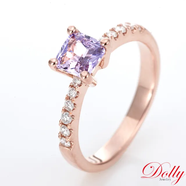 【DOLLY】14K金 無燒斯里蘭卡紫羅蘭藍寶石1克拉玫瑰金鑽石戒指-011 高級訂製珠寶 奢華質感 浪漫送禮