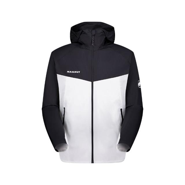 【Mammut 長毛象官方直營】Convey WB Hooded Jacket AF 輕量防潑水連帽風衣外套 黑/白 男款 #1012-00530