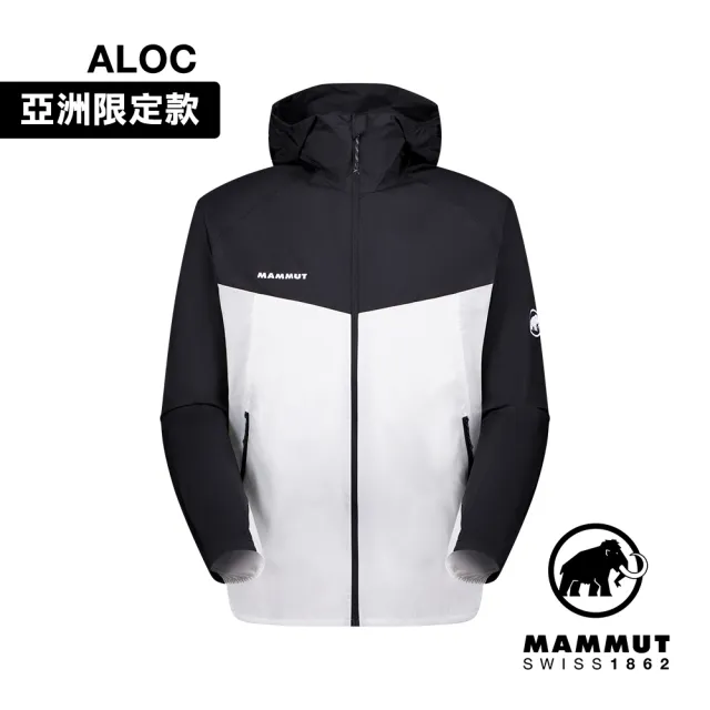 【Mammut 長毛象官方直營】Convey WB Hooded Jacket AF 輕量防潑水連帽風衣外套 黑/白 男款 #1012-00530