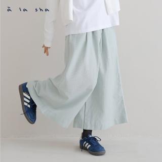 【a la sha】打摺直條緹紋寬褲裙