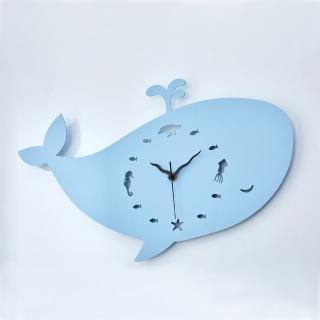 【OPUS 東齊金工】歐式鐵藝時鐘 / 靜音壁掛鐘 / 造型壁鐘(CL-wh10SB 藍鯨小夜曲 天藍)